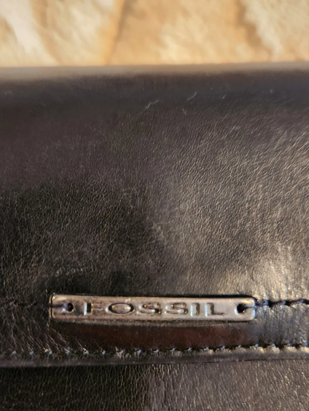 Fossil Black Leather Wallet, Card Slots Cash Coin Holder EUC